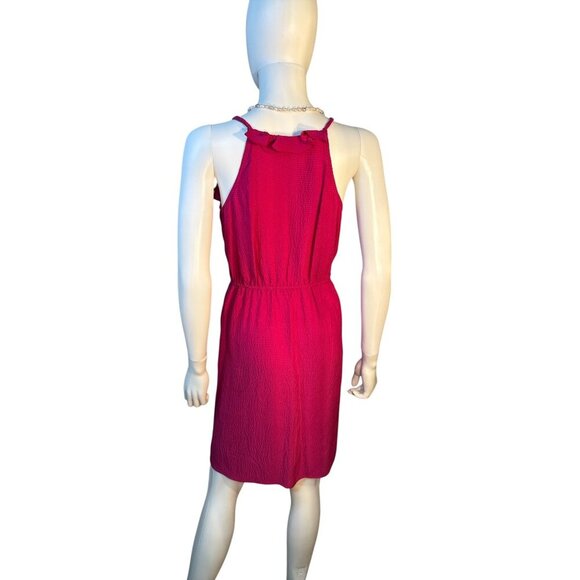 Rebecca Taylor Hot Pink 100% Silk Ruffle Dress With Elastic Waist - Size 4 EUC - Picture 4 of 7